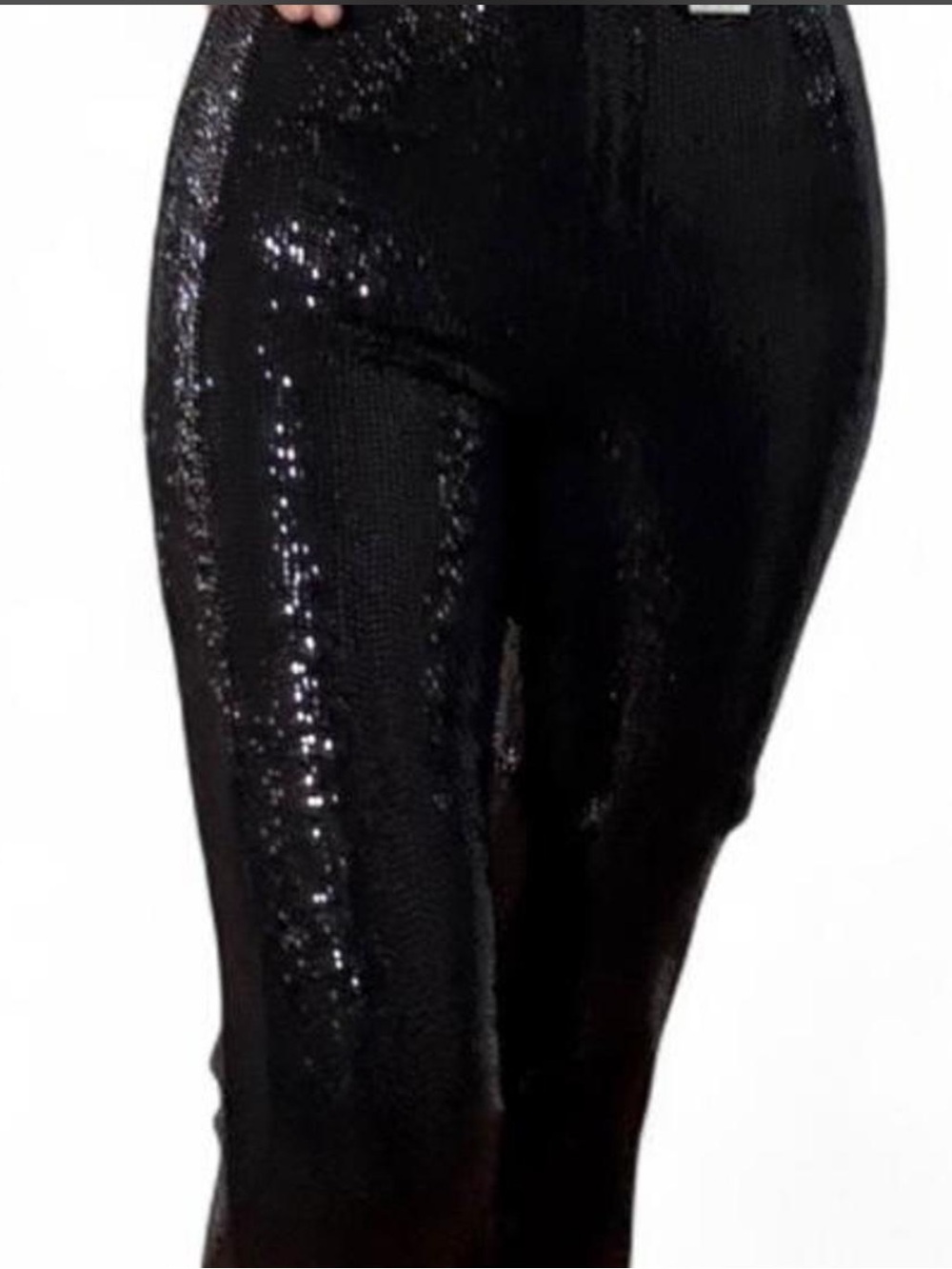 Zara Black Sequin Straight Leg Pants